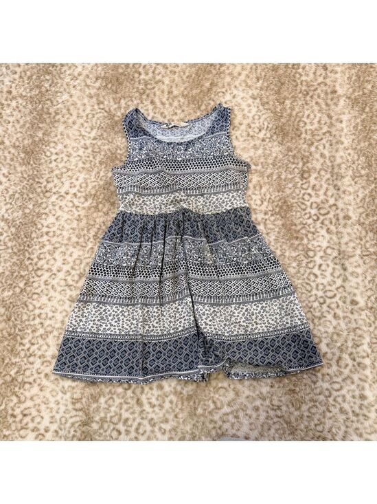 H&M Other - H&M Kids Grey White Boho Patterned Sleeveless Cotton Dress Size 7-8 Yrs 122/128